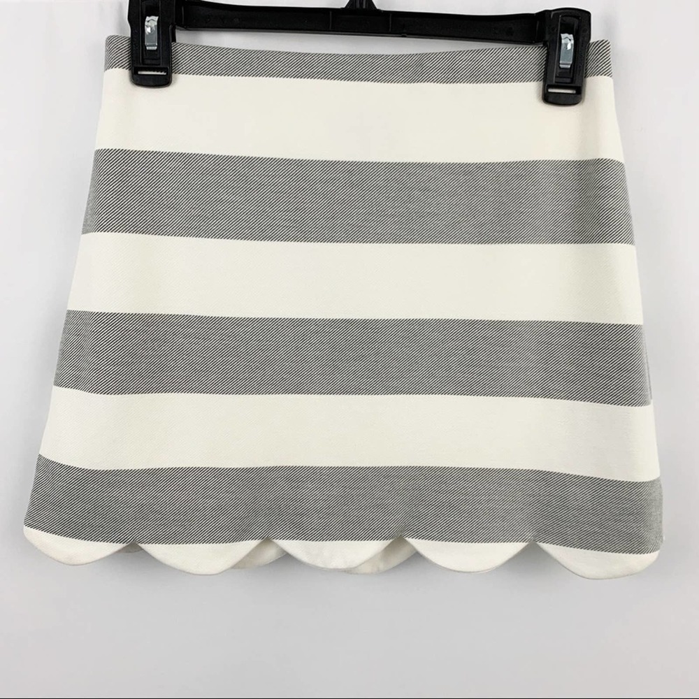 Topshop Scalloped Gray and White Striped Skirt 4